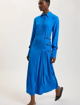 Women's Cobalt Detail Viscose Shirt Dress Size: 18 - Cobalt - Size: 18 - Karen millen - FashionsVida