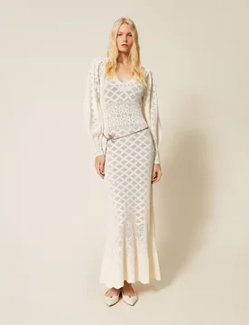 Robe longue en maille avec motif floral - TWINSET - FashionsVida