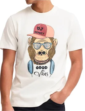 Kurt funny monkey graphic camiseta manga corta hombre Blanco (S) - Blend - FashionsVida