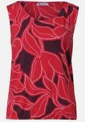 Top mit V-Neck und Elastiksaum Rot 36