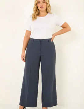 Women's Curve Wide Leg Tailored Trouser in Dark Grey Size: 18 - Dark Grey - Size: 18 - Roman - FashionsVida
