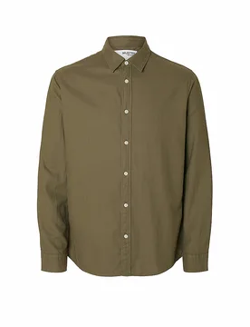 Camisa de franela Slim Fit SLHSLIMOWEN oliva S - Selected - FashionsVida