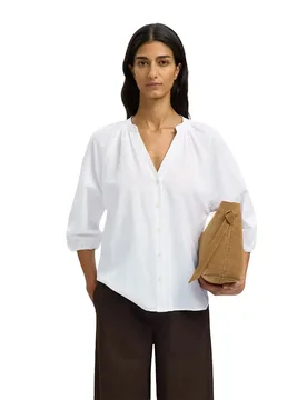 Chemise à Manches 3/4 Cleo Alberta Linen Bright White 44 - Selected - FashionsVida