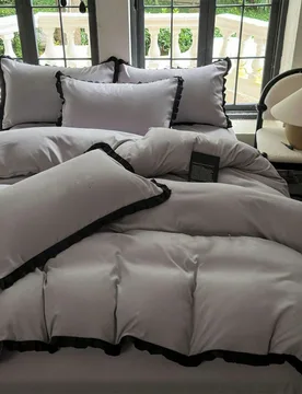 Juego de 3 piezas de edredón gris claro, suave y amigable con la piel para dormitorio, incluye 2 fundas de almohada y 1 funda de edredón, sin rellen - Shein - FashionsVida