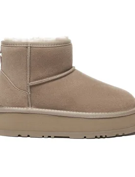 Womens Ever Au Women Dusky Leather Platform Short Boots - Brown Suede - Size Uk 7 - EverAU Australia - FashionsVida