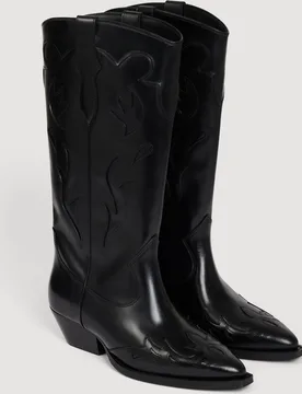 Botas cowboy de mujer de cuero y bordadas - sandro - FashionsVida