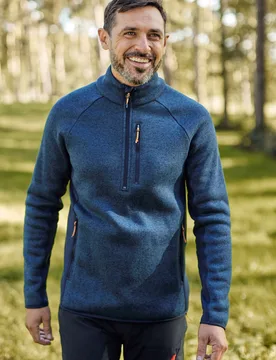 Mens Fleece Sweater With Stretch Panels Half Zip Winter Coat Navy - Size 3xl - Mountain Warehouse - FashionsVida