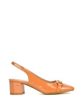Women's 'Selena' Slingback Mid Heels With Square Toe in Pale Orange Size: 6 - Pale Orange - Size: 6 - XY London - FashionsVida