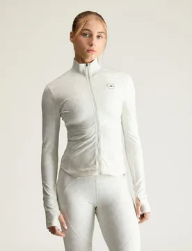 Training Midlayer Printed Jacket by Stella McCartney L Beige / Orbit Grey - Adidas - FashionsVida