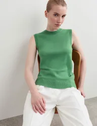 Merino Wool With Silk Knitted Vest Green female