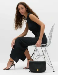Textured Round Neck Midi Bodycon Dress Black female