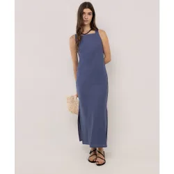 Vestido de mujer de algodón largo liso
