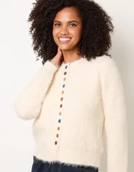 Soft Round Neck Cardigan - S/M / CREAM - female