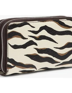 Cartera de mujer mediana con cierre de cremallera y estampado animal print - Parfois - FashionsVida