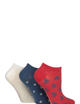 Women's 3 Pair Speckled Bamboo Trainer Socks Nautical 4-8 - Assorted - Size: Small - SockShop - FashionsVida