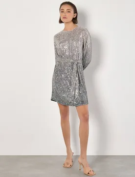 Women's Ombre Sequin Mini Dress in Grey Size: 10 - Grey - Size: 10 - Apricot - FashionsVida