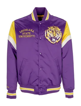 Giubbotto Bomber Uomo Ncaa Heavyweight Satin Jacket Loutig Purple - Mitchell & Ness - FashionsVida