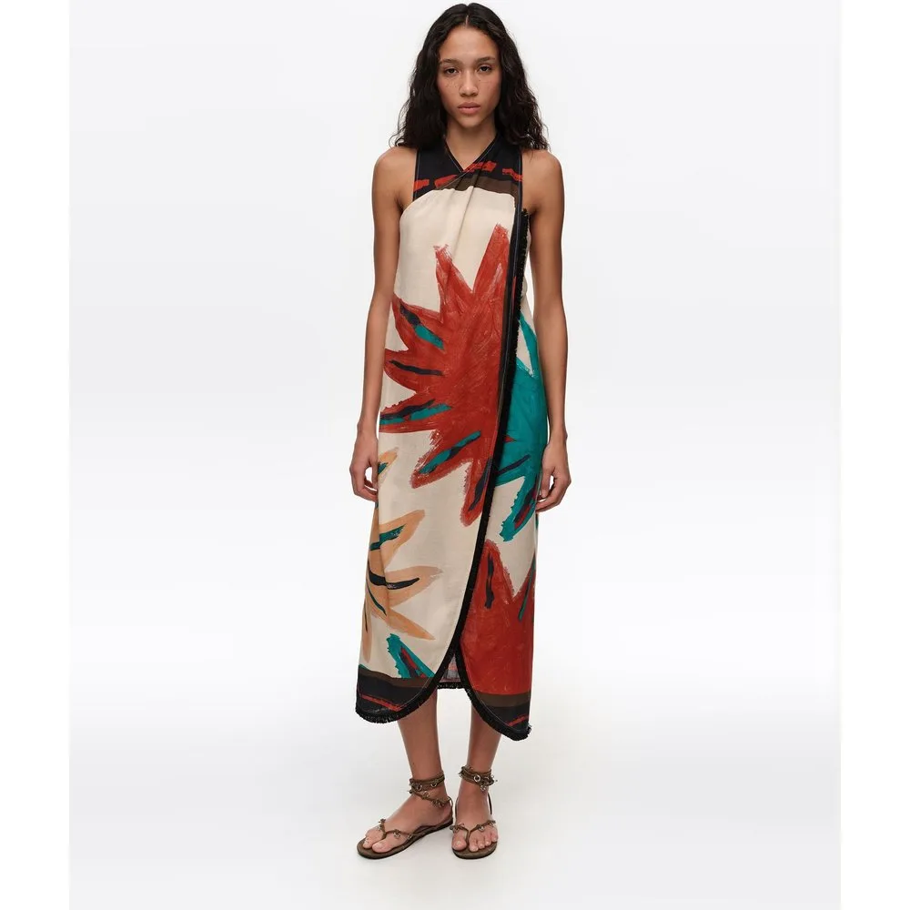 Vestido midi cruzado flecos sun positional - Bimba y Lola - FashionsVida