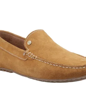 Ralph Suede Leather Mens Tan Loafers - Size Uk 6 - Hush puppies - FashionsVida