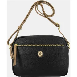 Bolso bandolera de piel con tres departamentos exteriores