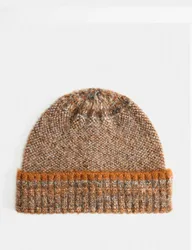 Knitted Beanie Hat Brown Mix male