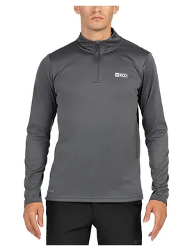 T-shirt à Manches Longues Avec Demi-zip Portu Anthracite 2XL - +8000 - FashionsVida