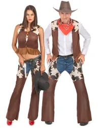 Cowboy-Paarkostüm Karneval braun
