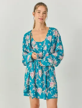 J&J Brothers - Kimono mujer escote redondo estampado floral - J&J Brothers - FashionsVida
