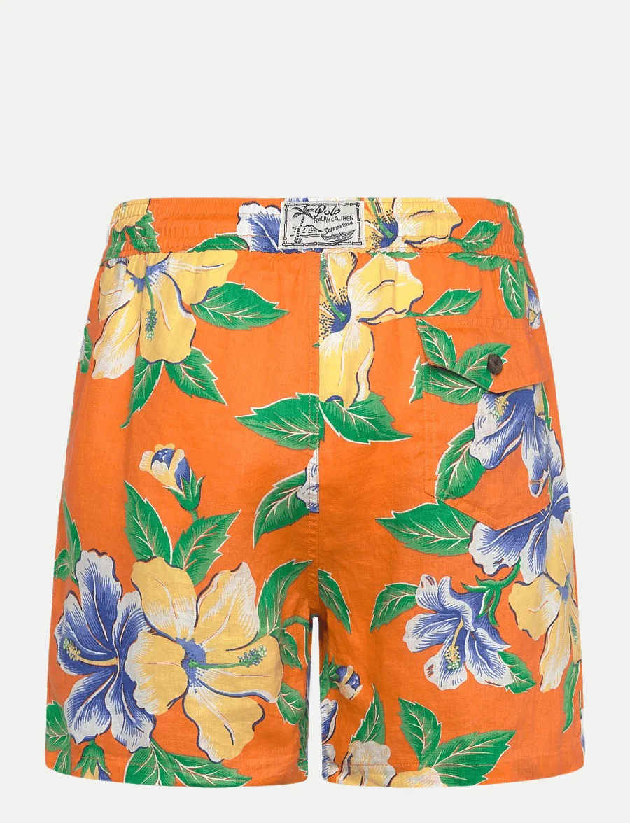 Polo Badeshorts mit floralem Print Orange S - Ralph Lauren - FashionsVida