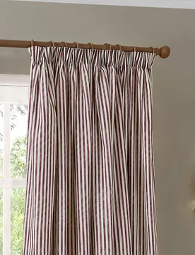 Hebden Striped Pencil Pleat Curtains Red Mix - YARD - FashionsVida