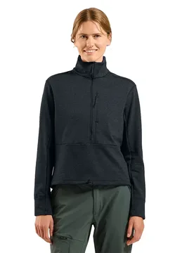 Grid Half Zip Fleece Black Melange L Women - Odlo - FashionsVida