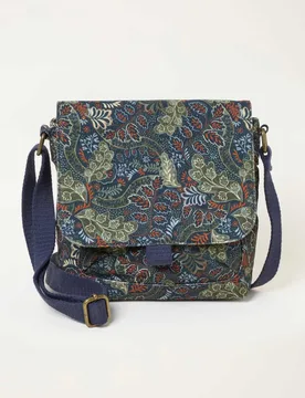 Canvas Leaf Print Cross Body Bag Green Mix female - Fatface - FashionsVida