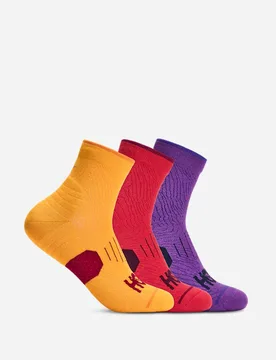Quarter Run Sock 3-Pack in Egg Yolk/Cerise/Virtual Violet, Size XL - HOKA - FashionsVida