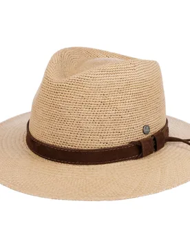 Crochet Crown Panama Hat by - beige - Female - Size: M (57-58 cm) - Lierys - FashionsVida