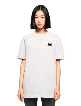 Maglietta A Maniche Corte Cat White L - Mc Clothes - FashionsVida