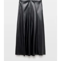 Falda midi efecto piel