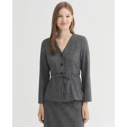 Chaqueta de mujer jaspeda con escote de pico