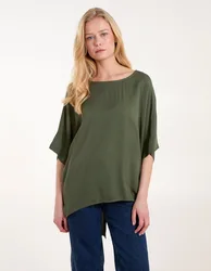 Button Back Viscose Top - ONE / KHAKI - female