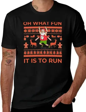 Oh What Fun It Is To Run Ugly Christmas Running Santa Running Christmas- Funny Santa Runner(2) T-Shirt - Aliexpress - FashionsVida