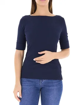 T-shirt scollo a barchetta LAUREN BLU NAVY S - Ralph Lauren - FashionsVida