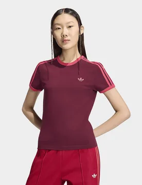 Womens T-shirt 3 Stripes Slim - Rosa, rosa rosa Donna taglia XS - Adidas - FashionsVida