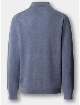 Polo de hombre en lana merino texturizado de manga larga - Hackett - FashionsVida