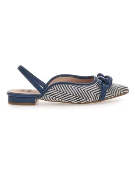 Ballerine slingback blu con fiocco e punta a contrasto D729H1 37 - ME & ME - FashionsVida