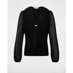 Camiseta de mujer de voile con cuello lazada