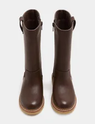 Kids' Faux Leather High Leg Boots (4 Small-6 Large) Brown male