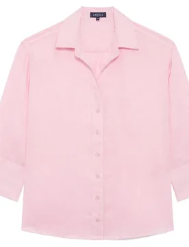 Camisa de mujer con manga francesa en lino 100% - Caroll - FashionsVida