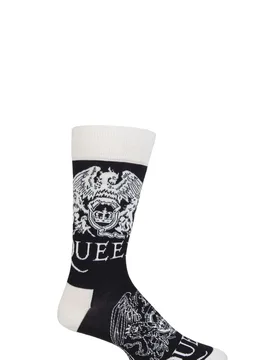 Music Collection 1 Pair Queen Cotton Socks White Crest One Size - Multi Coloured - Size: One Size - SockShop - FashionsVida