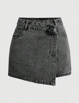 Falda pantalón de mezclilla sencilla y casual de unicolor para mujer 32 - Shein - FashionsVida