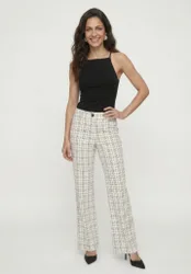 Chess Check Print Trouser in White and Black - 8