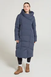 Cosy Wrap Extreme Womens Extra Long Down Jacket - Blue - Blue - Size: 14